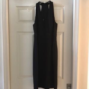 Black racer back Donna Morgan cocktail dress.